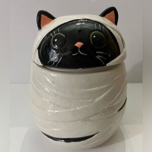 Mummy Cat Ceramic Halloween Cookie Jar by 10 Strawberry Street